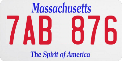 MA license plate 7AB876