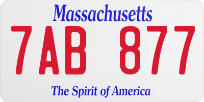 MA license plate 7AB877