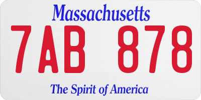 MA license plate 7AB878