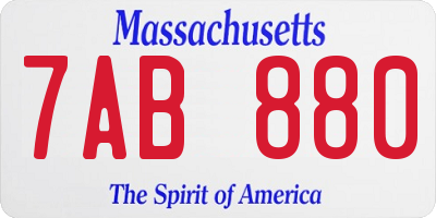 MA license plate 7AB880