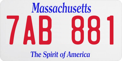 MA license plate 7AB881