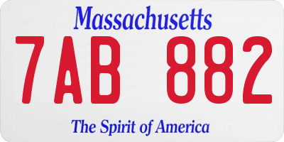 MA license plate 7AB882