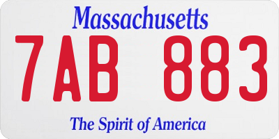 MA license plate 7AB883
