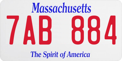 MA license plate 7AB884