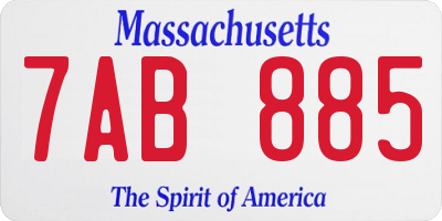 MA license plate 7AB885