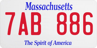 MA license plate 7AB886