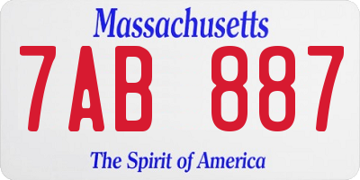 MA license plate 7AB887