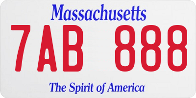 MA license plate 7AB888