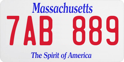 MA license plate 7AB889
