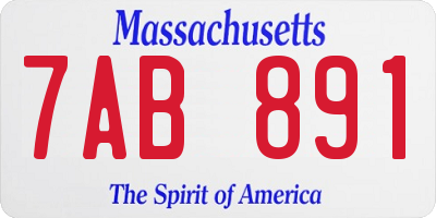 MA license plate 7AB891