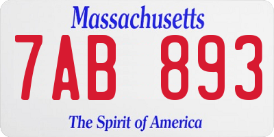 MA license plate 7AB893