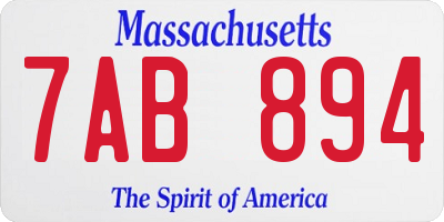 MA license plate 7AB894
