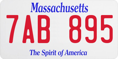 MA license plate 7AB895
