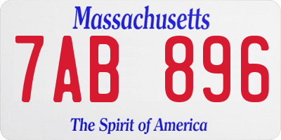 MA license plate 7AB896