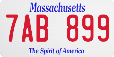 MA license plate 7AB899