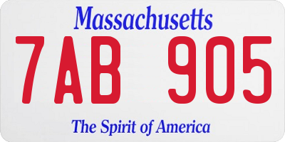 MA license plate 7AB905