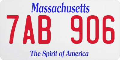 MA license plate 7AB906