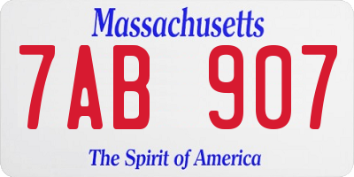 MA license plate 7AB907