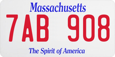 MA license plate 7AB908