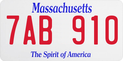 MA license plate 7AB910