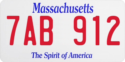 MA license plate 7AB912