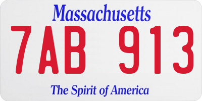 MA license plate 7AB913