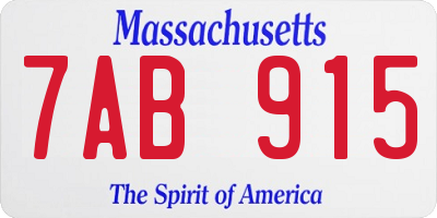 MA license plate 7AB915