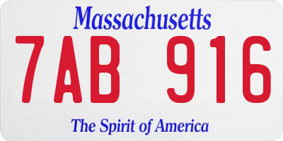 MA license plate 7AB916