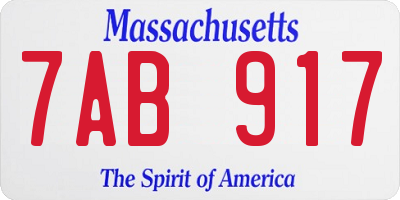 MA license plate 7AB917
