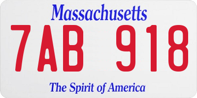 MA license plate 7AB918