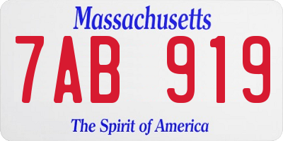 MA license plate 7AB919