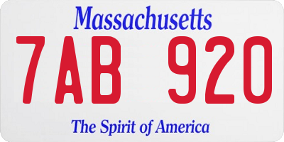 MA license plate 7AB920
