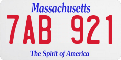MA license plate 7AB921