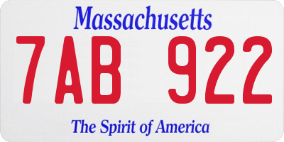 MA license plate 7AB922