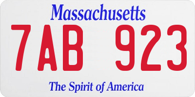 MA license plate 7AB923