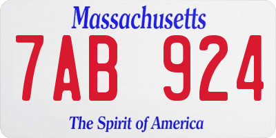 MA license plate 7AB924