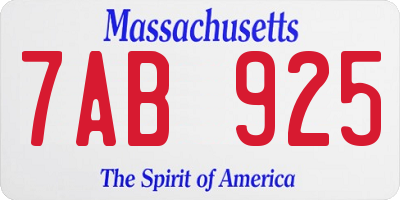 MA license plate 7AB925