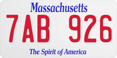 MA license plate 7AB926
