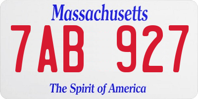 MA license plate 7AB927