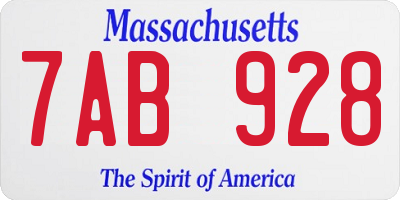 MA license plate 7AB928