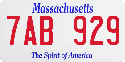 MA license plate 7AB929
