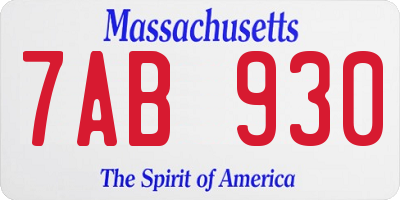MA license plate 7AB930