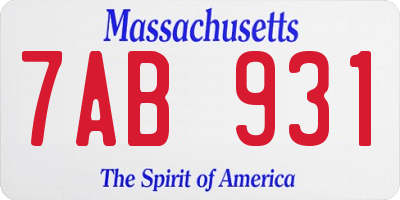 MA license plate 7AB931