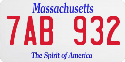 MA license plate 7AB932