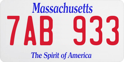 MA license plate 7AB933