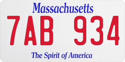 MA license plate 7AB934