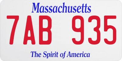 MA license plate 7AB935