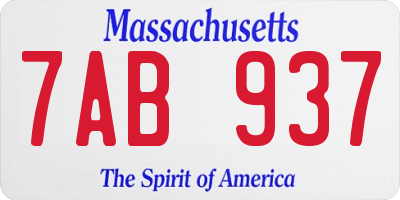 MA license plate 7AB937