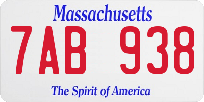 MA license plate 7AB938
