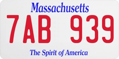 MA license plate 7AB939